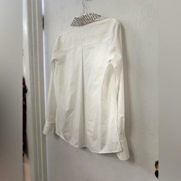 Button-Up Shirt with Detachable Rhinestone Stud Collar by Akris Punto -Sz 4- - Picture 2 of 12